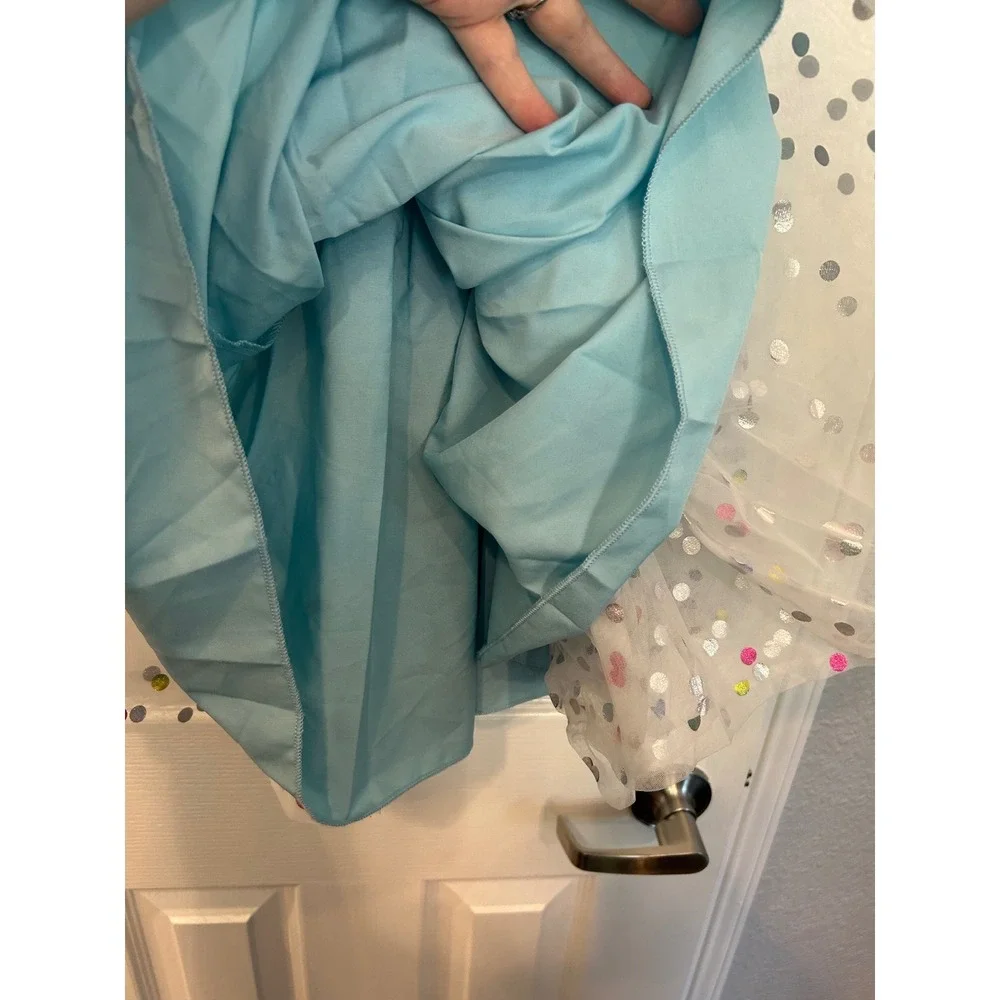 Unbranded Tutu Dress Blue Multi-Color Metallic Polka Dot‎ Tulle Party Birthday
